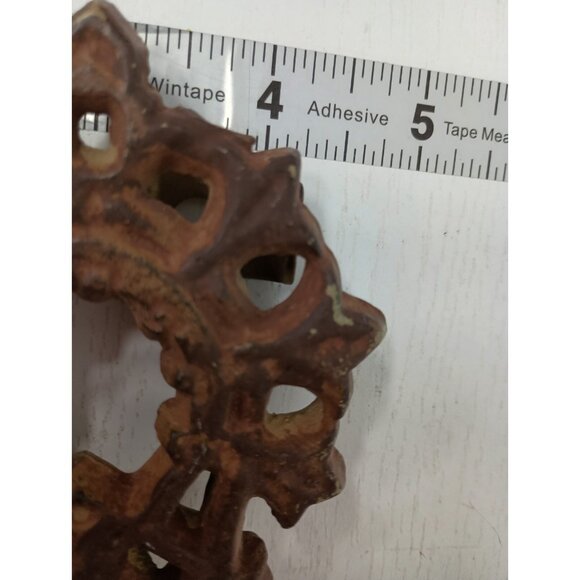 Vintage Cast Iron Skeleton Key Shaped 3 Hook Wall Coat Hanger Key Holder Rustic - Picture 7 of 7
